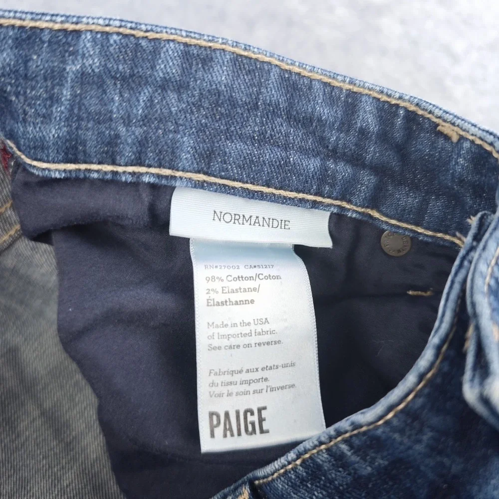 Paige Normandie Jeans Mens 34 Blue Medium Wash Slim Straight Leg Stretch Denim